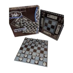 Hershey's Kisses 100 Yr Anniversary Glass Checkerboard & Tic Tac Toe Board Game